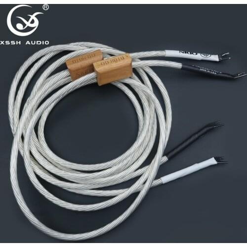 Spade to Spade Banana Plug Speaker Wire XSSH audio Nordost Odin White Silver 16AWG x 8 core FEP Jumper Cable Cord Line Wires