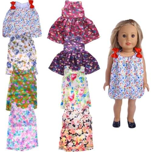 Doll Clothes Polka Dots&Printed Dresses &Rump Skirt For 18 Inch &43 Cm Doll &New Born Baby Generation Birthday Girls Toy Gifts