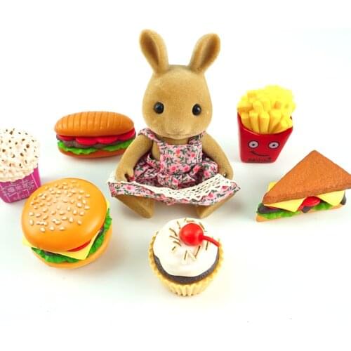 Dollhouse Hamburger 1:12 Food Items Toy Accessories Forest Family Miniature Bunny Kit For Doll Kitchen House Toys For Girls Gift