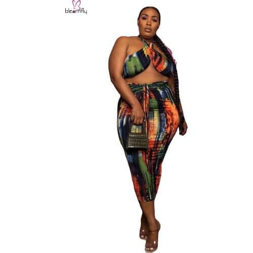 Summer 2 Piece Sets Womens Outfits Skirt Sexy Nightclub Party Crop Top + Long Skirts Large Plus Size Two Piece Sets Outfits 5XL