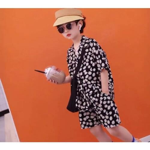 Summer Boys Clothes Girls Sets Loose shirts and shorts Suit 2pcs Little Daisy Print Beach children clothing set