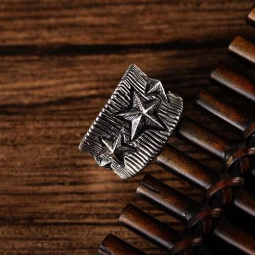 MeibaPJ Real S925 Sterling Silver Vintage Thai Silver Heavy Pentagram Trend Personalized Ring Exquisite Gift Jewelry