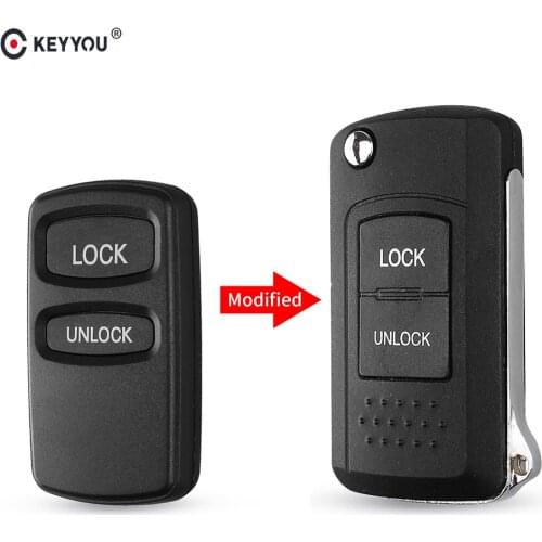 KEYYOU Modified Flip Remote Key Shell Fob Case For Mitsubishi Montero Pajero Diamante 2 Buttons Car Key Replacement Right Blade