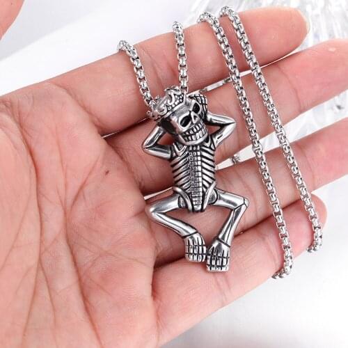 New Skull Pendant Fashion Trendy Titanium Steel Jewelry Mens Necklace