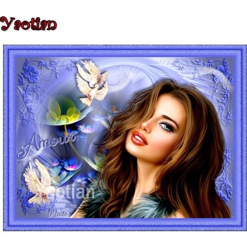 Beauty and pigeons Diamond Embroidery Art Crafts Diamond Painting Full Square Drill Cross-stitch Kits Diamond Mosaic Handicraft