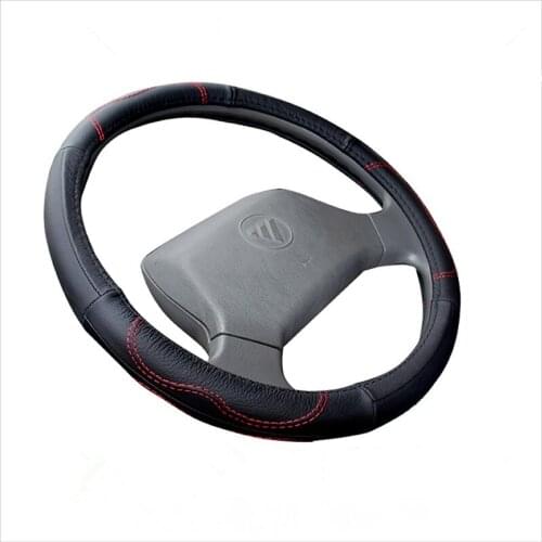 New Anti-slip Breathable Leather Car Steering Wheel Cover Case with Needles and Thread Black Car-styling fit all cars