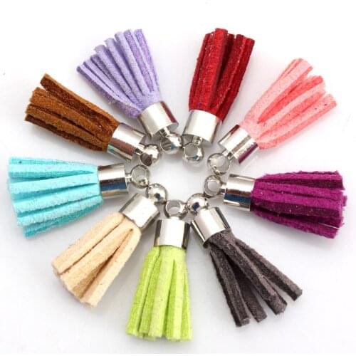 OlingArt 10PCS/LOT for leather suede tassels with golden or silvery head with small hole for DIY jewerly making for ring brooch