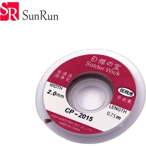 Low residue suction tin net off tin line 10 pcs/lot Width2.0mm BGA Desoldering Wire Solder Wick CP-2015 Length 0.75m