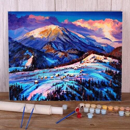 Landscape Mountain Village Painting By Numbers Package Oil Paints 50*70 Paiting By Numbers Paintings For Children Art