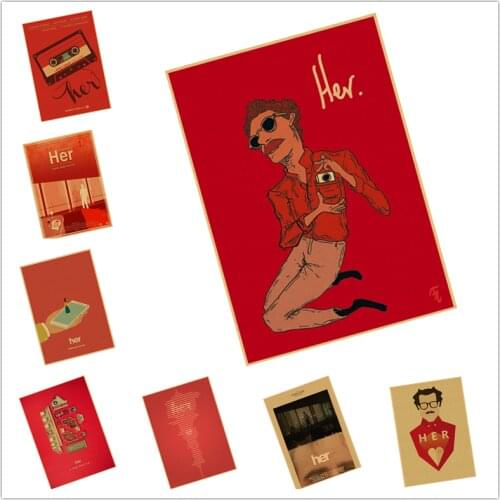 Her Oscar Poster retro kraft paper coffee decorated core wall paintings wallpaper paste wall sticker 42x30cm