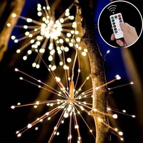 Festival Hanging Starburst String Lights Remote Control Waterproof Firework LED Strip Fairy String Light Outdoor Christmas Light