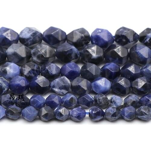 Natural Faceted Blue-Vein Stone Round Loose Beads 6 8 10mm Pick Size Diamonds Cutting Beads For Jewelry Making DIY Bracelet 15