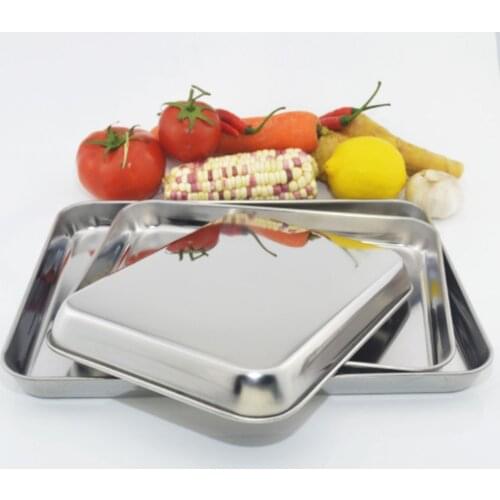 Stainless Steel Rectangle Tray Steamed Sausage Noodles Pastry Pans Restaurant Household Oven Baking Plates Fruits Dishes