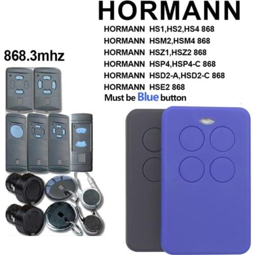 HORMANN 868 MHz garage door remote control Hormann HSM2, HSM4 868 garage door opener command gate control NEW 2020 blue button
