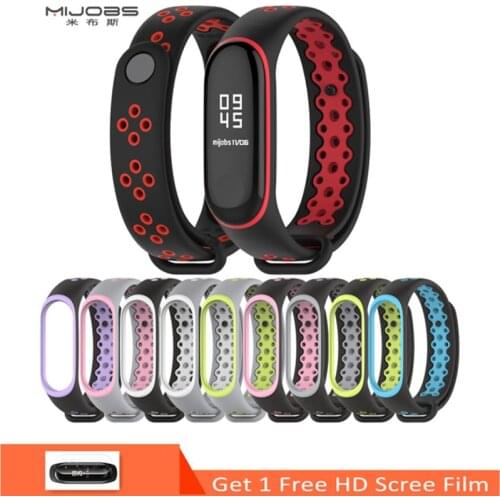 Mijobs Sport Mi Band 3 Strap Wrist Strap for Xiaomi Mi Band 3 Band3 Smart Watch Bracelet for Xiaomi Mi Band 3 Silicone Bracelet