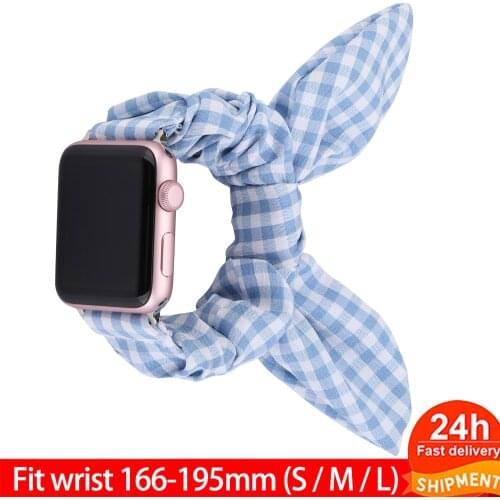 Women Scrunchie Elastic Watch Strap for Apple Watch 6 4 3 BandButterfly Bracelet for IWatch 5 Band 40mm 44mm 38mm 42mm Fashion