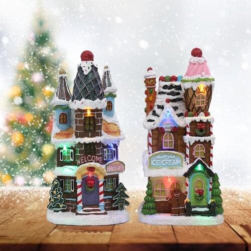 Christmas Glowing LED Light Music House Exquisite Crafts Cottage Christmas Tree Santa Claus Decorations Ornament Gifts Dropship