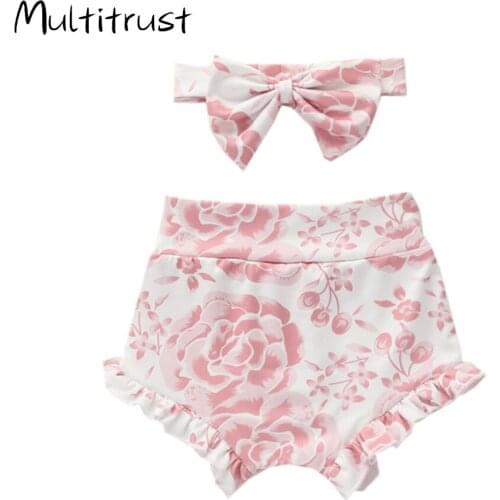 Infant Kids Harem Pants Ruffles High Waist Leopard Floral Print Shorts Newborn Baby Boys Girls Short Trousers Bloomers 0-18M