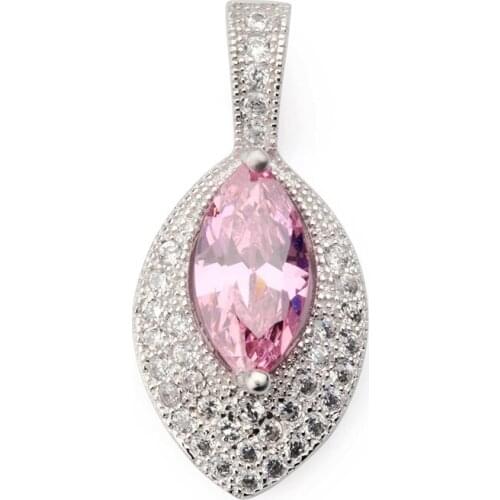 SHUNXUNZE Luxury jewellery christmas Engagement Wedding pendants for women dropshipping Pink Cubic Zirconia Rhodium Plated R3188