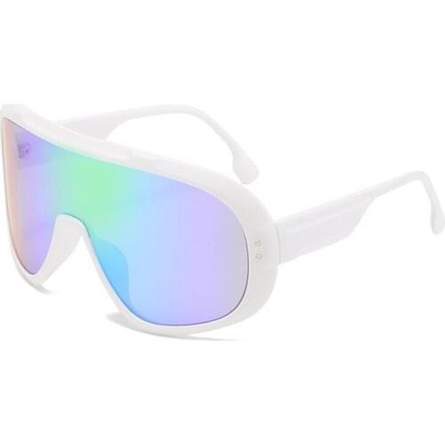 Mirror Shield Visor Mask Sunglasses Women Men Oversized Windproof Sun Glasses One Peice Big Frame Goggles Shades Sport UV400