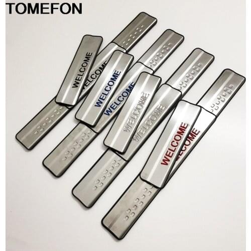 TOMEFON For Toyota RAV4 RAV 4 2013 2014 2015 2016 2017 2018 Door Sill Thresholds Welcome Pedal Scuff Plate Trim Stainless Steel