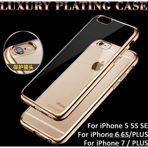 Ultra Thin Plating Crystal Clear Case For Iphone 7 7Plus 6 6s Plus 5 5S SE Cover Capa Fundas Transparent Soft Phone Bag Covers