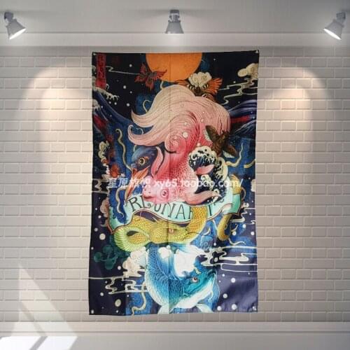 Japanese Ukiyo-e Tattoo Curtain Poster Banners Japanese Restaurant Bedroom Wall Decoration Hanging Art Waterproof Cloth Flags
