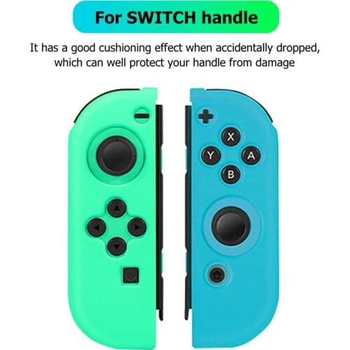 1 Pair Silicone Rubber Gamepad Protective Case Protection Cover Green+Blue for Nintendo Switch Console Controller