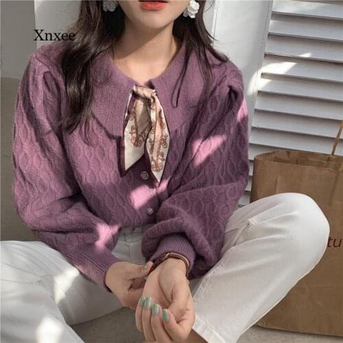 Women Elegant Cardigans New Solid Korean Fashion Lapel Knitted Sweaters Autumn Tops Winter Clothes Female Single Breasted Coat