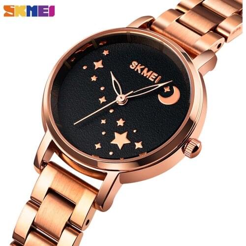Skmei starry sky quartz women watches textured small dial ladies wrist watch stainless steel band lady bracelet reloj 1708