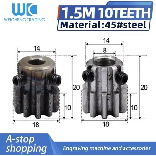 1pcs Spur Gear pinion 10T 10Teeth Mod 1.5 M=1.5m Bore 6/8mm Right Teeth 45# steel positive gear CNC gear rack