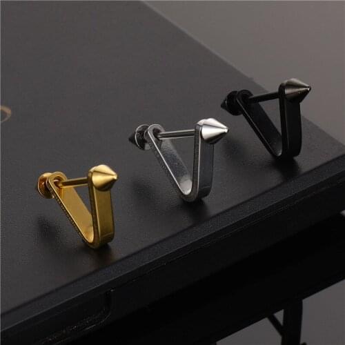 1pair Bow and Arrow Shape Stud Earring Stainless Steel Triangle Punk Earring