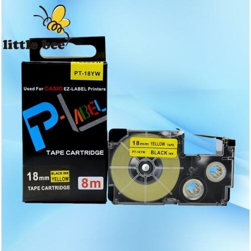 10Pcs compatible Black on Yellow XR-18YW1, 18mm label tapes for EZ label printers
