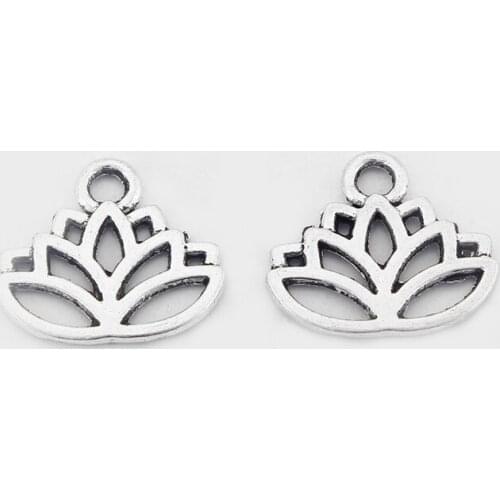 30PCS Hollow Open Lotus Flower Head Meditation Yoga Charm Pendant Fits Necklace Choker DIY Jewelry Findings