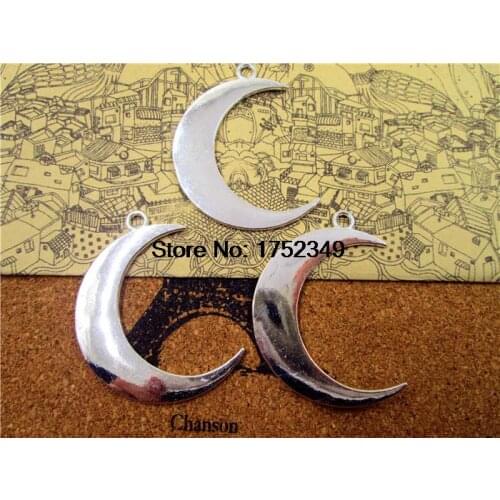 5pcs-Moon charms,Antique Tibetan Silver moon Pendants/charms 44x32mm