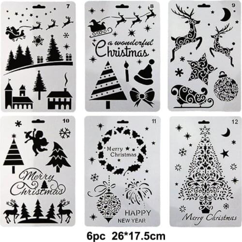 Christmas Series Painting Template Hollow Diy Album Hand Copy Newspaper Hand Account Drawing Spray Mold Bullet Journal Stencil
