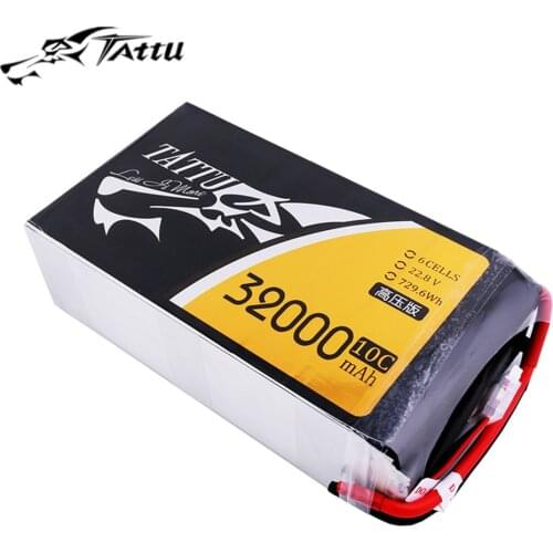 Tattu HV 32000mAh 10C 22.8V 6S Lipo Battery for photography, aerial video, aerial mapping, aerial inspections, agriculture, etc