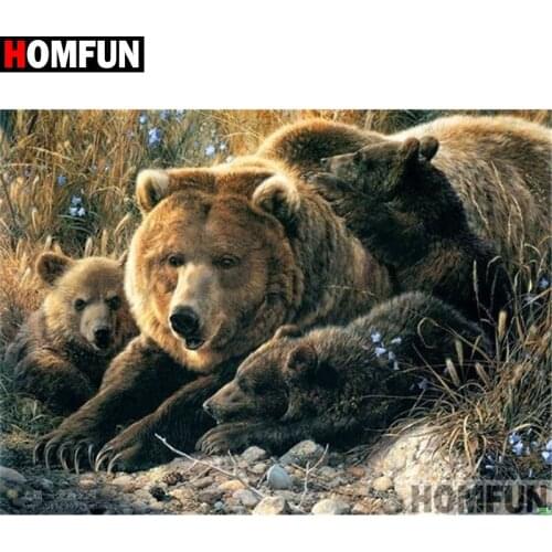HOMFUN Full Square/Round Drill 5D DIY Diamond Painting "Animal bear" Embroidery Cross Stitch 3D Home Decor Gift A17692