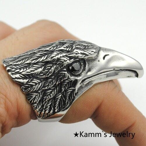 AMUMIU European and American EAGLE Stainless Steel RING Men Jewelry Punk Rocker Casting KR318