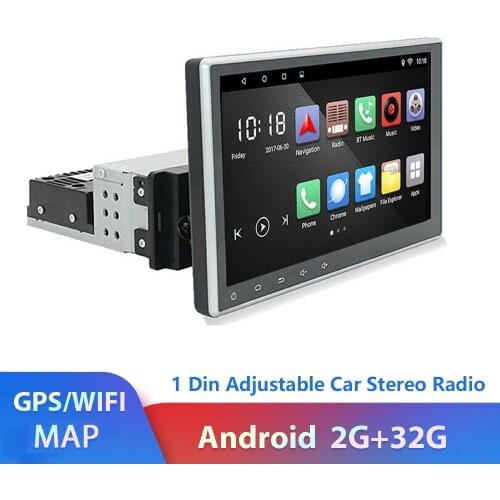 1080P Android 10.0 Touch Screen Car Stereo Radio 1din Adjustable Tesla Style 10.1" Quad- Core RAM 2GB ROM 32GB GPS Wifi