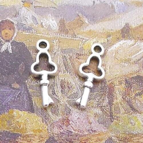 50 Pieces 16x6mm Antique Silver Color Key Lock Charms Keychain For DIY Jewelry Making
