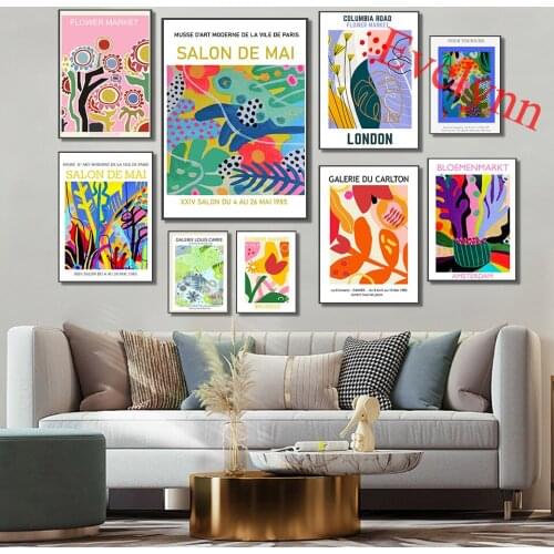 Floral Exhibition Poster,Amsterdam,Flower Market Abstract,London Columbia Road,Stockholm,Home Decor Canvas Wall Art Prints Gift