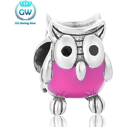 European Beads Owl For Diy Bracelets Crystal Silver 925 Bracelet Woman 925 Pure Silver Jewelry GW Brand Jewellery X350