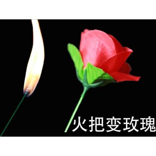 Torch to Flower - Torch to Rose - Fire Magic Trick Flame Appearing flower professional magician bar illusion props,gimmicks