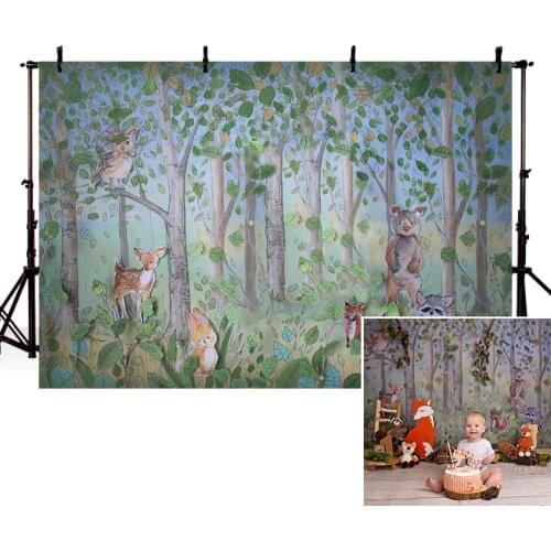 Newborn Baby Forest Animals Photography Backdrops Floral Photographic Studio Photo Background Kids Birthday Decorations Prop