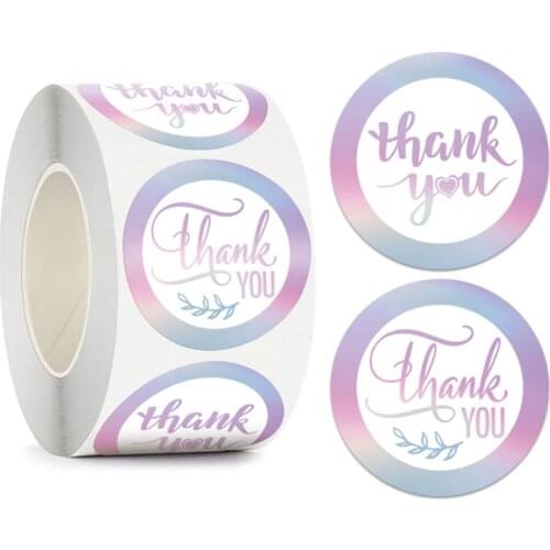 100-500pcs 1.5inch Thank You Stickers Rainbow Laser Sticker Holographic Stickers For Small Business Wrapping Business Boutiques