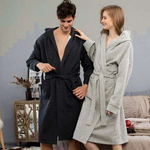 100 Kg Couple Home Clothing Large Size Cotton Bathrobes Hooded Casual Winter Robe Women Thicken Warm Sleepwear Men Kimono