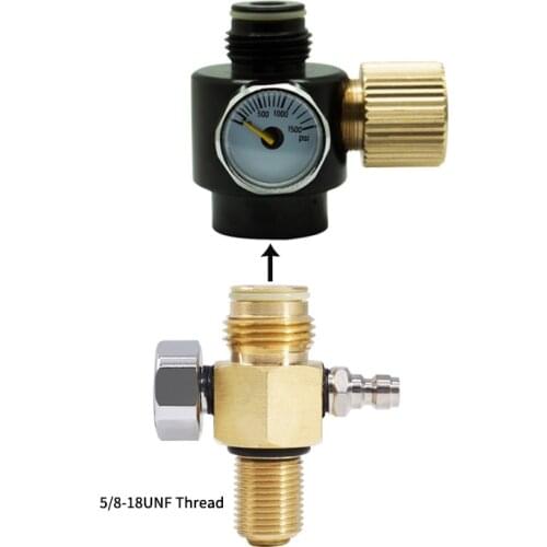 HPAT Paintball PCP Air Gun Tank Cylinder Regulator Adjustable Pressure 0-800psi & HPA Tank Pin Valve 5/8-18UNF