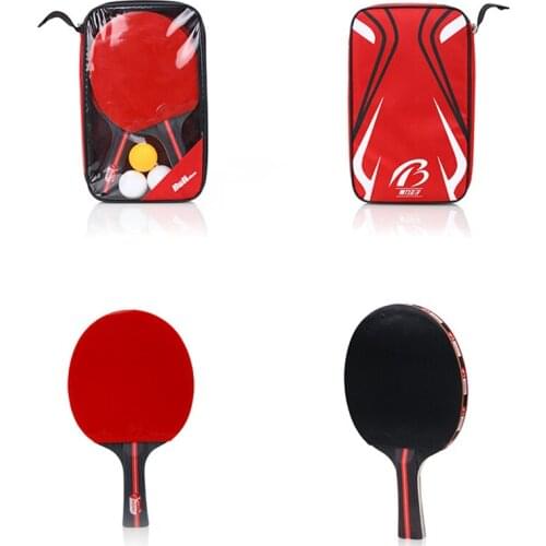 Quality 2pcs/lot Table Tennis Bat Racket Double Face Pimples In Long Short Handle Ping Pong Paddle Racket Set With Bag 3 Balls