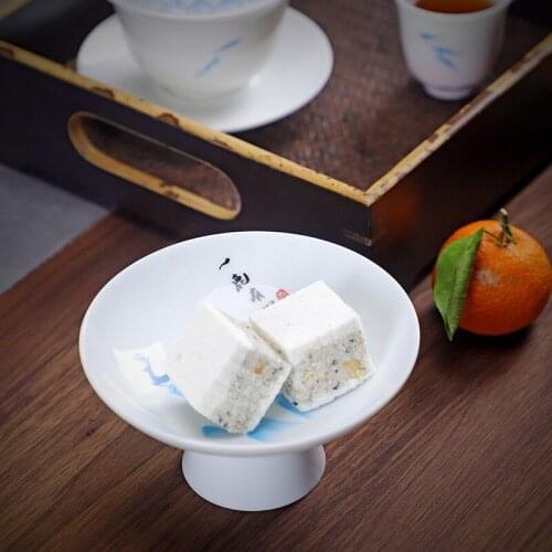 Ceramic High Foot Tea Cake Tray Fruit Plate Mini Dessert Snack Bowl Household Tray Basket Japanese Fruit Nut Plate Serving Tray